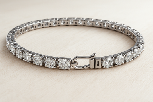 Treated Diamond Tennis Bracelet – 925 Sterling Silver, Round-Cut Stones